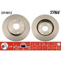 TRW Bromsskiva DF4812 fram, ventilerad, 1 Stycke