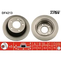 TRW Bromsskiva DF4213 bak, full, 1 Stycke