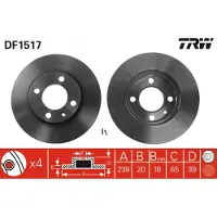 TRW Bromsskiva DF1517 fram, ventilerad, 1 Stycke