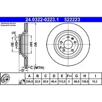 Ate Bromsskiva PowerDisc 24.0322-0223.1, 1 Stycke