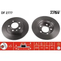 TRW Bromsskiva DF2777 bak, full, 1 Stycke