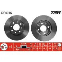 TRW Bromsskiva LUC DF4375 fram, ventilerad, 1 Stycke