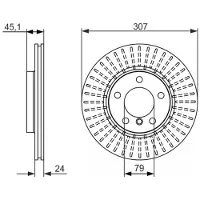 Bosch Bromsskiva 0 986 479 726 fram, ventilerad, höggradigt förkolnad, 1 Stycke