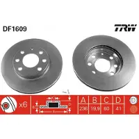 TRW Bromsskiva DF1609 fram, ventilerad, 1 Stycke