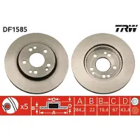 TRW Bromsskiva DF1585 fram, ventilerad, 1 Stycke