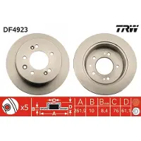 TRW Bromsskiva DF4923 bak, full, 1 Stycke