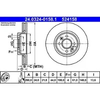 Ate Bromsskiva Power Disc 24.0324-0158.1, 1 Stycke