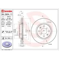 Brembo Bromsskiva 09C93411 fram, ventilerad, 1 Stycke