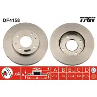 TRW Bromsskiva DF4158 fram, ventilerad, 1 Stycke