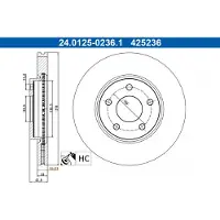 Ate Bromsskiva 24.0125-0236.1, 1 Stycke