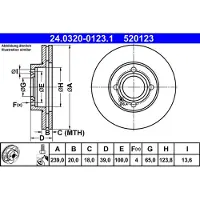 Ate Bromsskiva Power Disc 24.0320-0123.1, 1 Stycke