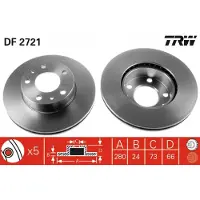 TRW Bromsskiva DF2721 fram, ventilerad, 1 Stycke