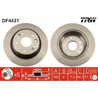 TRW Bromsskiva DF4431 bak, full, 1 Stycke