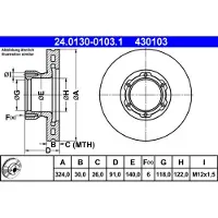 Ate Bromsskiva 24.0130-0103.1, 1 Stycke