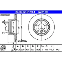 Ate Bromsskiva Power Disc 24.0322-0159.1, 1 Stycke