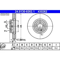 Ate Bromsskiva 24.0130-0262.1, 1 Stycke