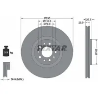 Textar Bromsskiva 92145103 fram, ventilerad, 1 Stycke