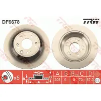 TRW Bromsskiva DF6678 bak, full, 1 Stycke