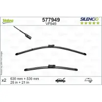 Valeo Torkarblad Silencio 577949, 630/530mm, Front, 2 Stycke