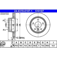 Ate Bromsskiva Power Disc 24.0319-0107.1, 1 Stycke