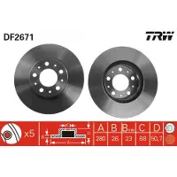TRW Bromsskiva DF2671 fram, ventilerad, 1 Stycke