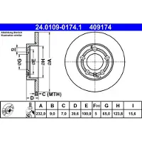 Ate Bromsskiva 24.0109-0174.1, 1 Stycke