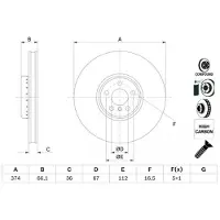 Bosch Bromsskiva 0 986 479 F54 fram, ventilerad, höggradigt förkolnad, 1 Stycke