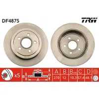 TRW Bromsskiva DF4875 bak, full, 1 Stycke