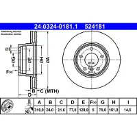 Ate Bromsskiva Power Disc 24.0324-0181.1, 1 Stycke