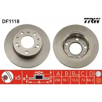 TRW Bromsskiva DF1118 fram, full, 1 Stycke