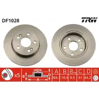 TRW Bromsskiva DF1028 bak, full, 1 Stycke
