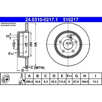Ate Bromsskiva Power Disc 24.0310-0217.1, 1 Stycke