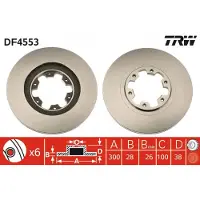 TRW Bromsskiva DF4553 fram, ventilerad, 1 Stycke