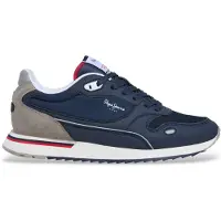 Pepe Jeans för män. PMS400033 Träningsskor Bexley City marinblå (46), Tyg, Karta, Nyckelband, Casual
