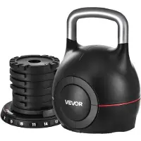 Vevor Kettlebell, justerbar kettlebell med 7 viktnivåer (2, 5, 8, 11, 14, 17, 20 kg), gjuten aluminium och hållbart ABS-material, för styrketräning, helkroppsträning och crosstraining