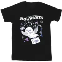 Harry Potter T-shirt i bomull med uggla och brev från Hogwarts (Svart)