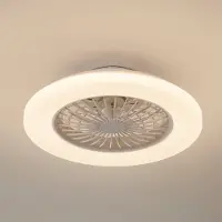 LINDBY Vedin LED-takfläkt, Ø 49 cm, vit, CCT - , Vedin, dimbara, Vit, Vardagsrum, Plast, Modern