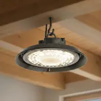 PRIOS LED-spotlight till hallen Maikel, svart, IP65, Highbay Maikel, Svart, Metall, Hall spotlights