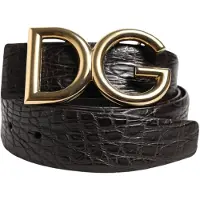 Dolce&Gabbana Svart Exotisk Läder DG Logobälte med Spänne