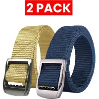 Enzo | 2-pack Herr Canvasbälte - Beige & Marinblå