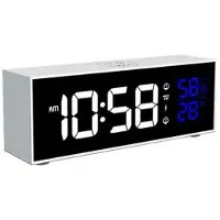 Mtp Products GS-8812 Väckarklocka med spegel, LED-display och dubbla alarm – vit