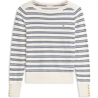 Tommy Hilfiger Gold Tone Button Jersey Boat Neck Jumper