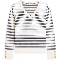 Tommy Hilfiger Gold Tone Button Cuff V Neck Jumper