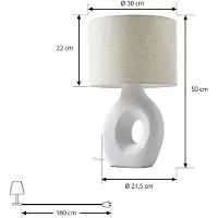 LINDBY Bordslampa Thalassia , Vitt / opal, Vardagsrum / matsal, Textil / tyger / siden, Skandinavisk, Bordslampa