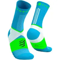 Compressport - Trail running kläder - Ultra Trail Socks V2.0 Norse Blue/Neon Green för Unisex - Storlek 35-38 - Blå