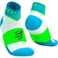 Compressport - Trail running kläder - Ultra Trail Low Socks Norse Blue/Neon Green för Unisex - Storlek 45-48 - Blå