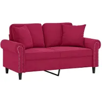vidaXL 2-sitssoffa med prydnadskuddar vinröd 120 cm sammet