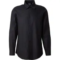 Armani Exchange för män. XM002263AF13131FC305 Logo Jaquard skjorta svart (XL), Casual, Bomull, Klassisk, Lång ärm