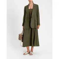 Twinset för kvinnor. 261TF2020 Grön kavaj i linne (42), Casual, Lino, Lång ärm