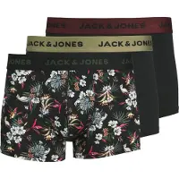 Jack & Jones Boxershorts 'JACFlower' grön / vinröd / svart / vit